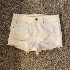 AE High Waisted White Denim Shorts